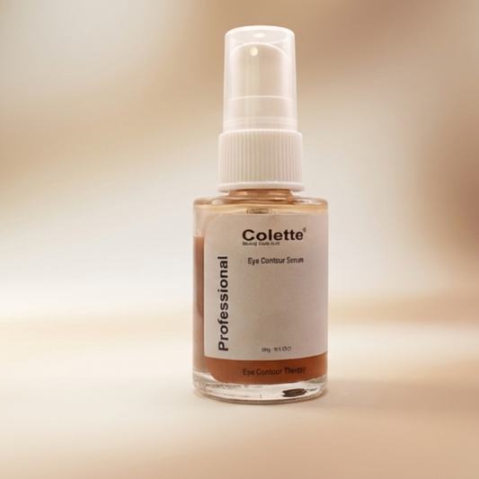 Colette eye contour serum bottle on a beige background